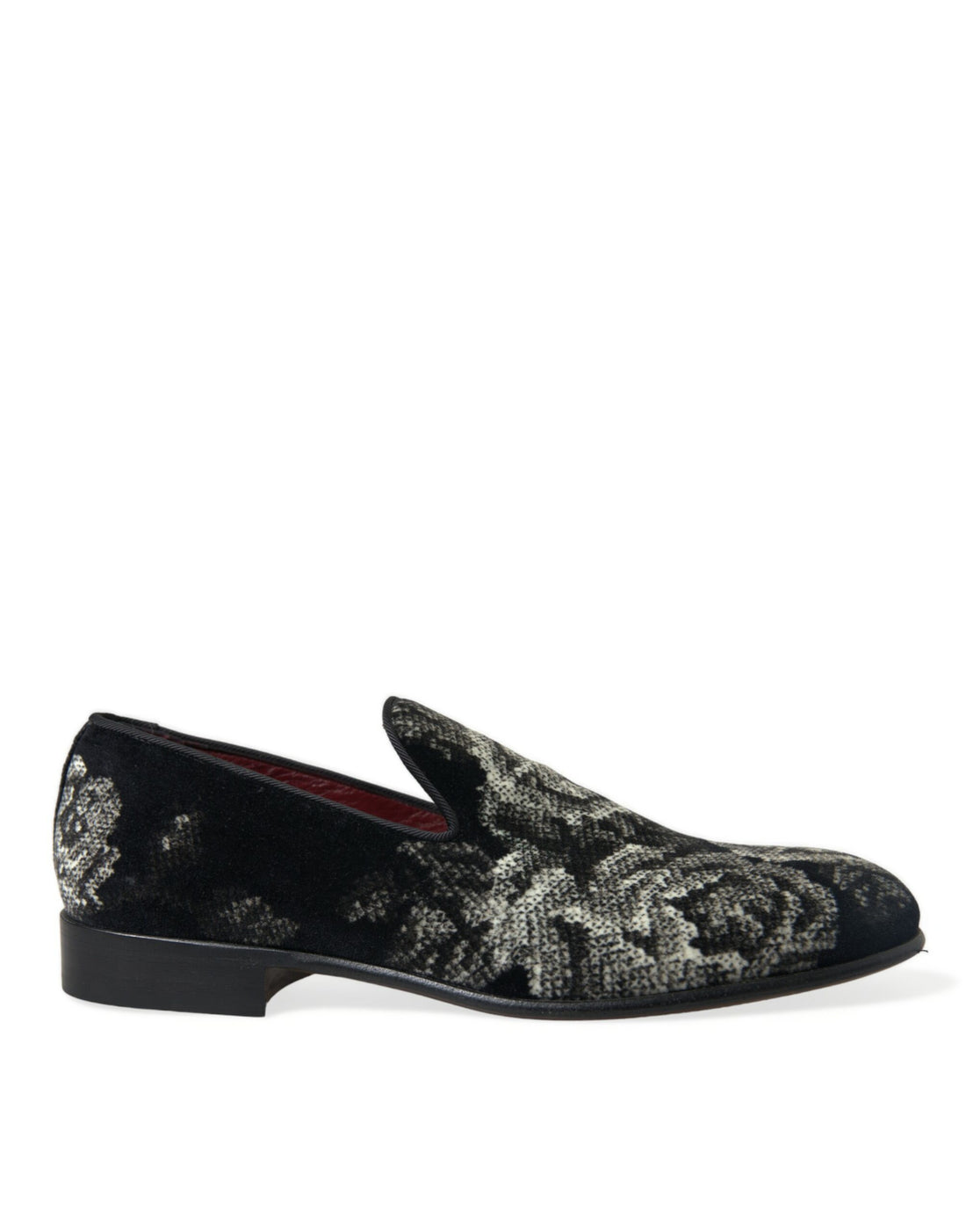 Dolce &amp;amp; Gabbana Svarta Blommiga Tofflor Herr Loafers Finskor