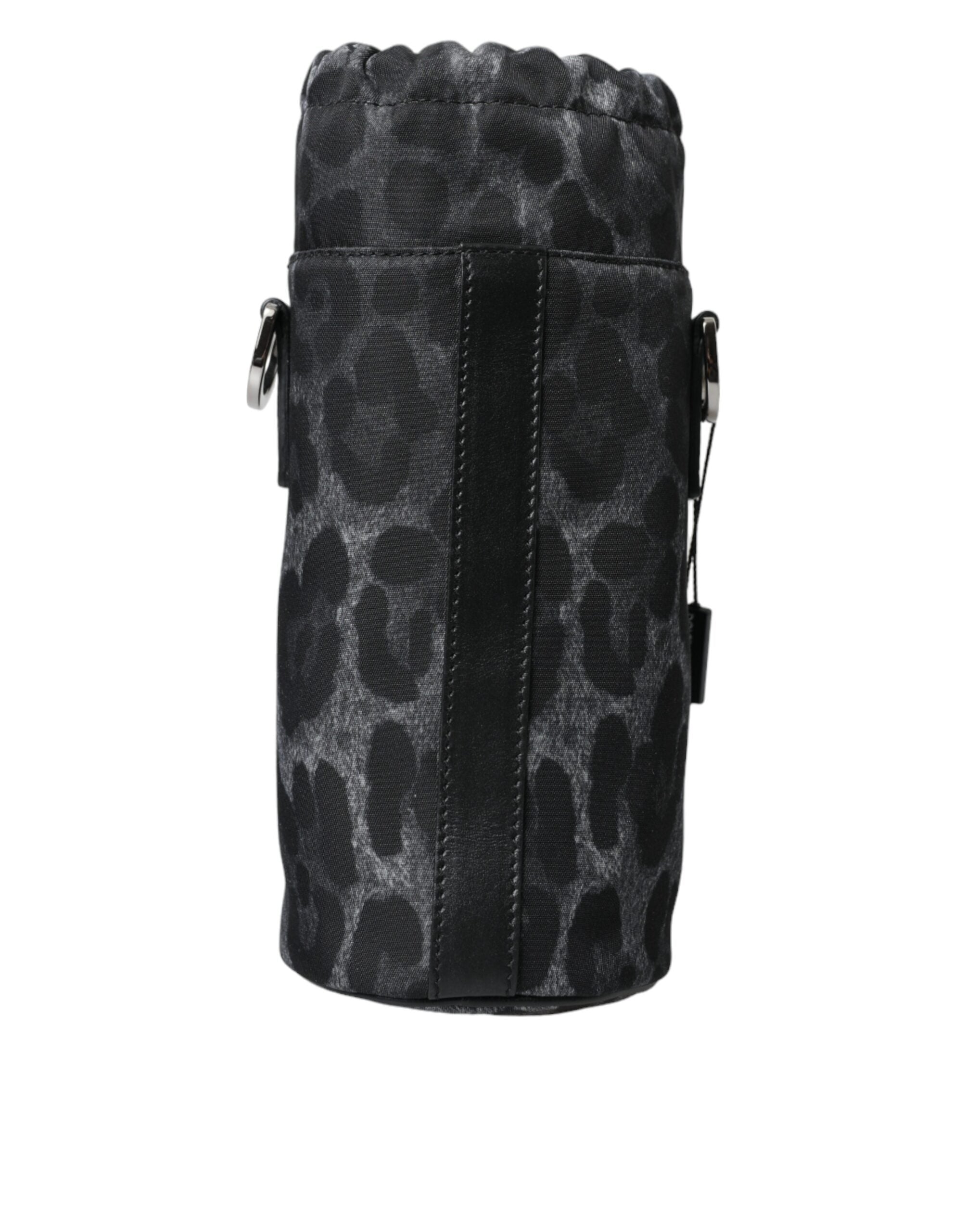 Dolce &amp;amp; Gabbana Svart Leopard Rund Smal Tote Flaskhållarväska