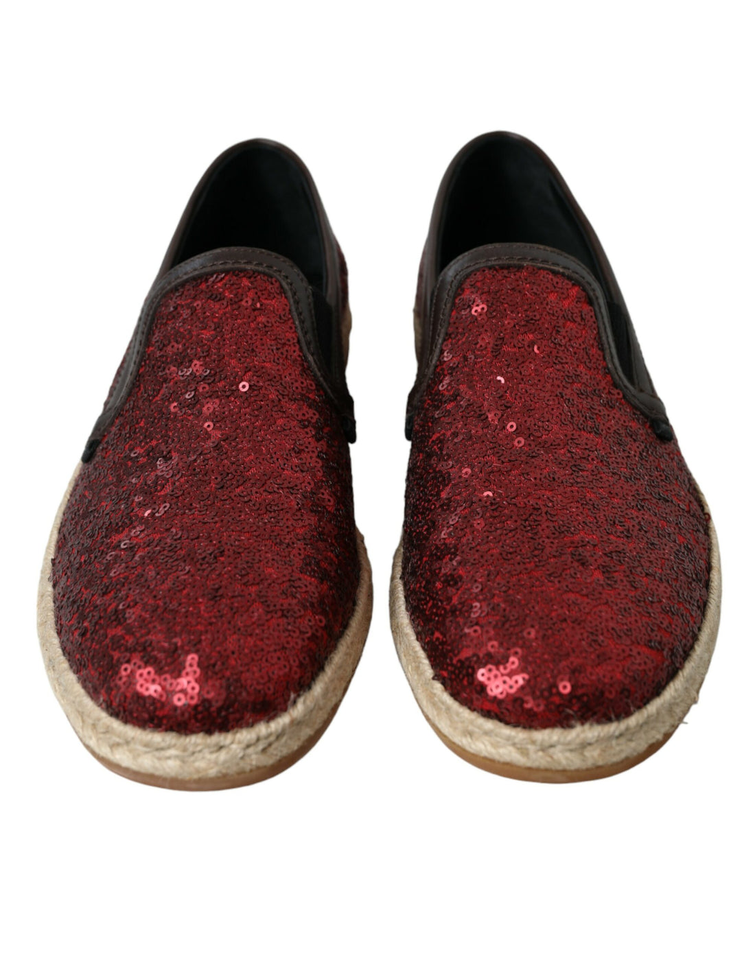 Dolce &amp;amp; Gabbana Röda Paljett Loafers Tofflor Herrskor