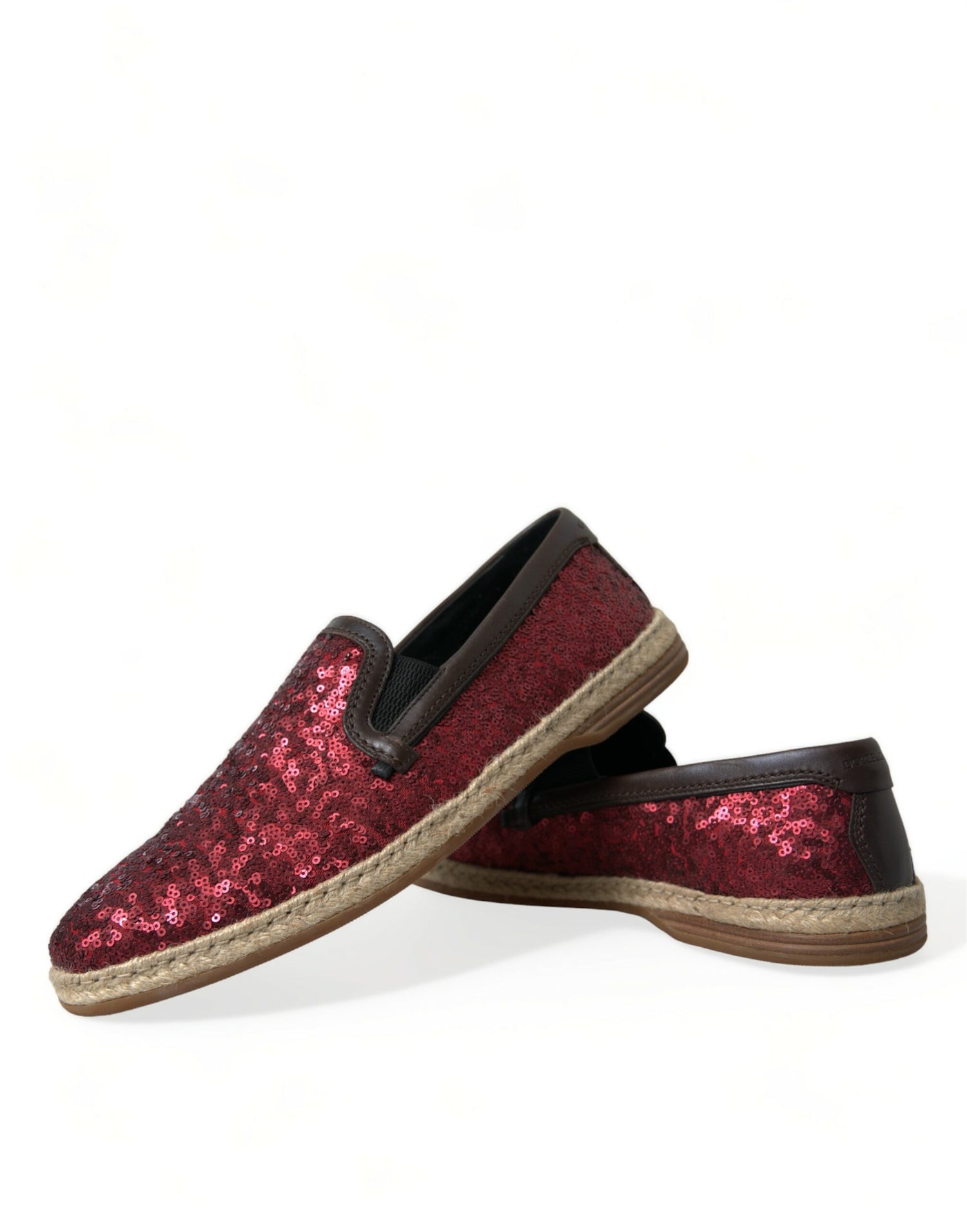 Dolce &amp;amp; Gabbana Röda Paljett Loafers Tofflor Herrskor