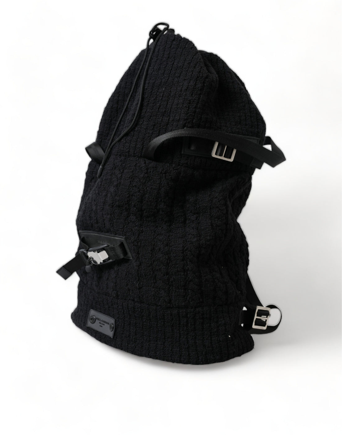 Dolce &amp;amp; Gabbana Svart Silver Ull Zaino Tricot Ryggsäck Herrväska