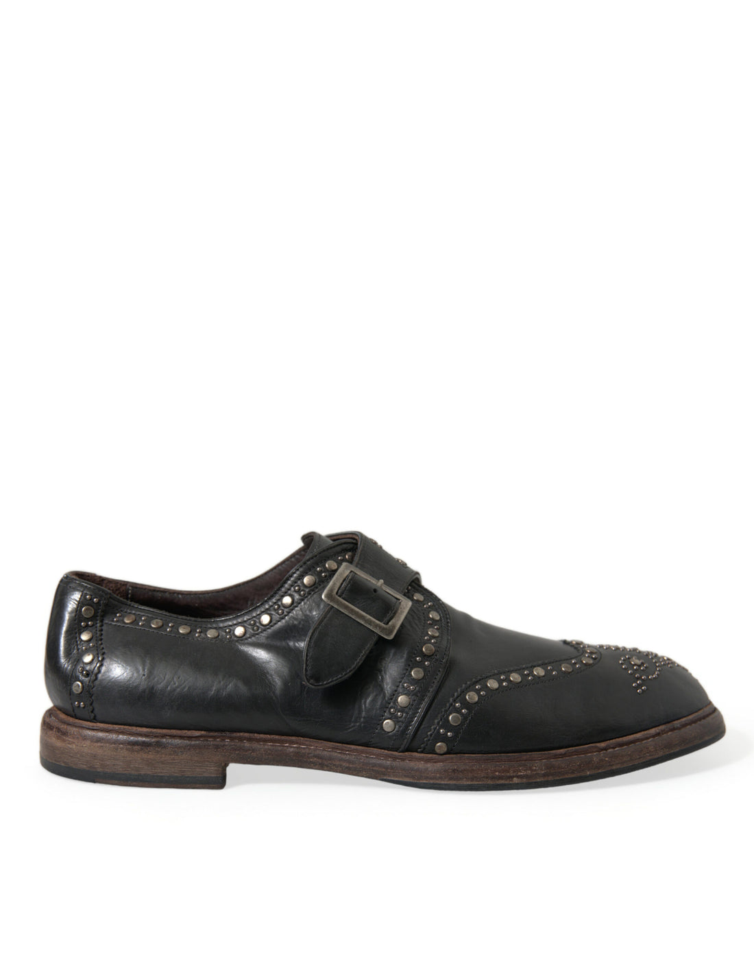Dolce &amp;amp; Gabbana Svarta Läderskor med Monk Strap och Nitar