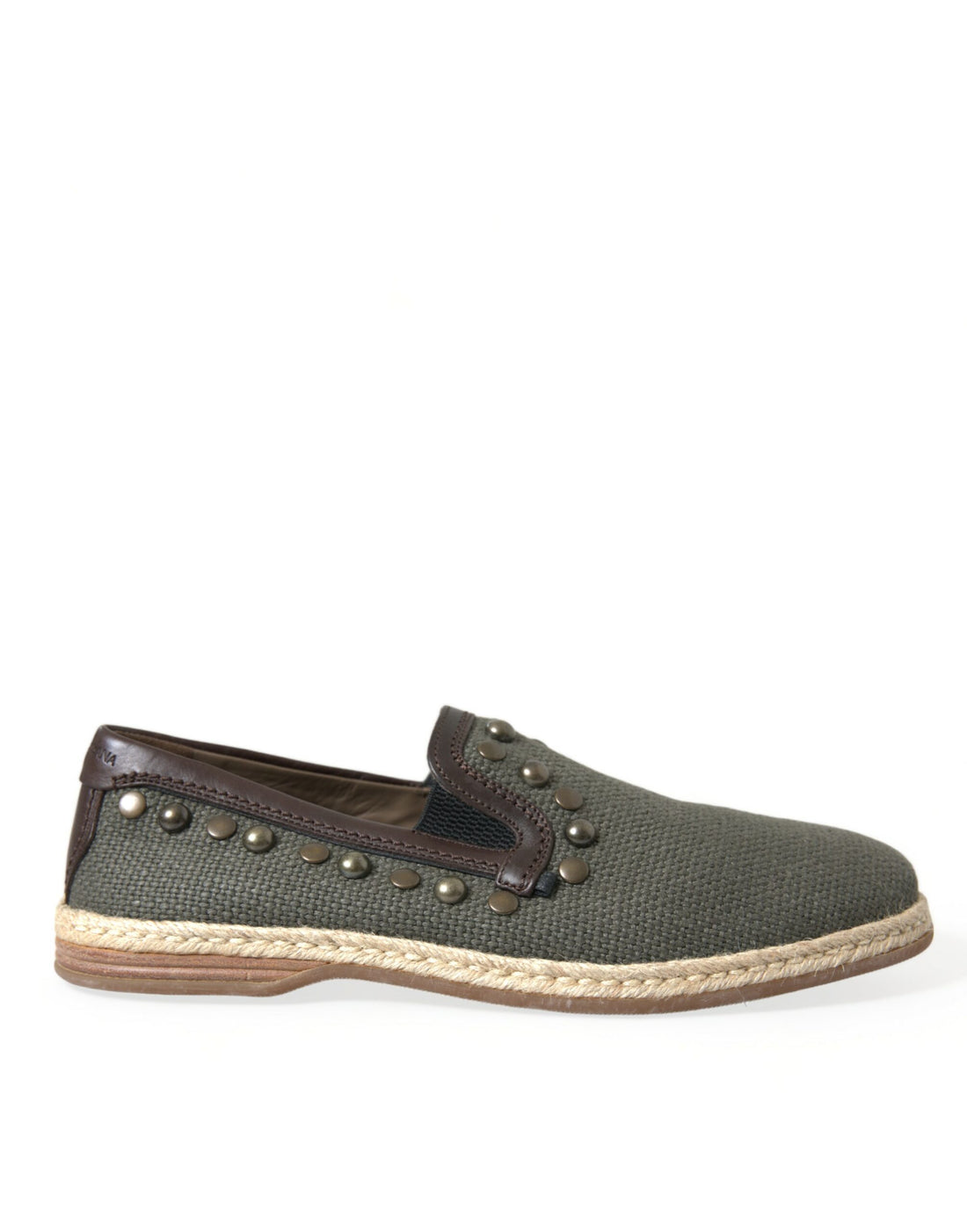 Dolce &amp;amp; Gabbana Grå Loafers i Linneläder med Nitar