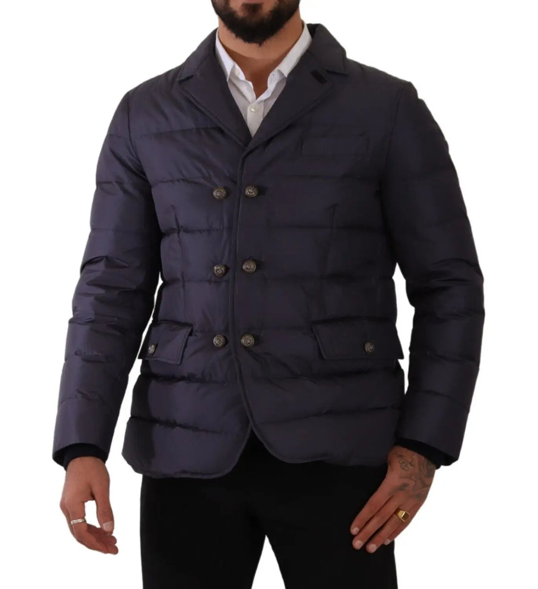 Dolce &amp;amp; Gabbana Blå Siden Getkappa Blouson Vinterjacka