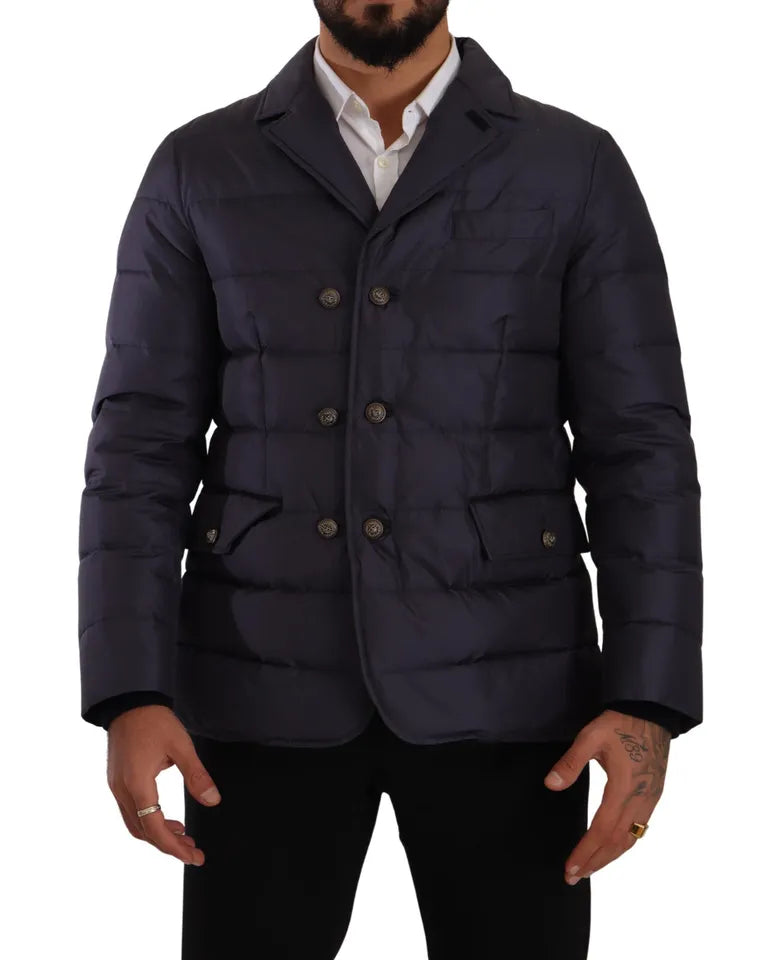 Dolce &amp;amp; Gabbana Blå Siden Getkappa Blouson Vinterjacka