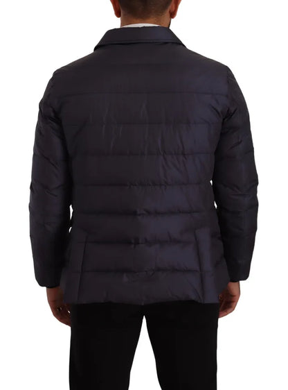 Dolce &amp;amp; Gabbana Blå Siden Getkappa Blouson Vinterjacka