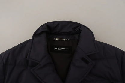 Dolce &amp;amp; Gabbana Blå Siden Getkappa Blouson Vinterjacka