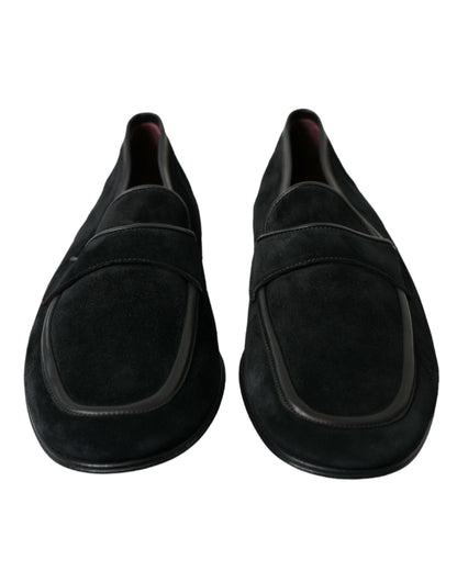 Dolce &amp;amp; Gabbana Svarta Sammets Slip On Loafers Finskor