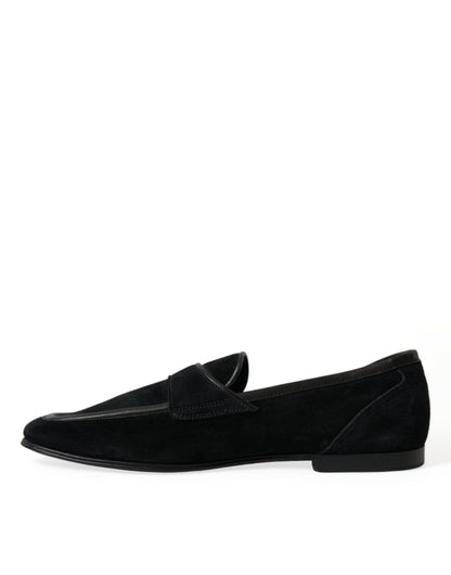 Dolce &amp;amp; Gabbana Svarta Sammets Slip On Loafers Finskor