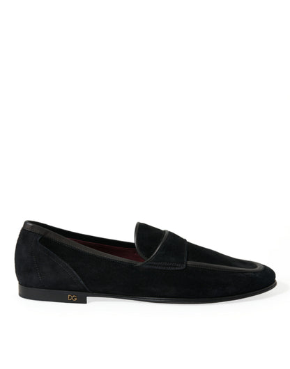 Dolce &amp;amp; Gabbana Svarta Sammets Slip On Loafers Finskor