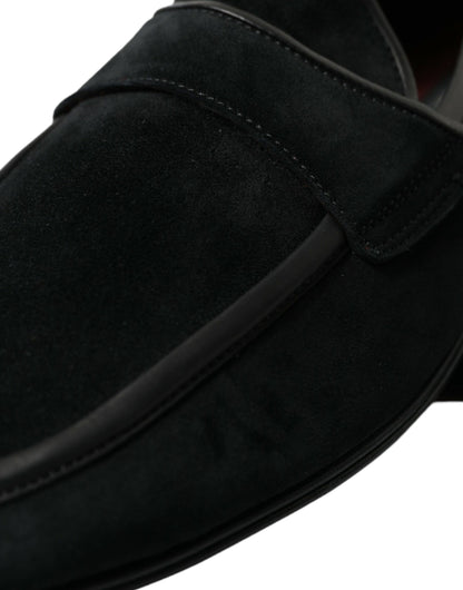 Dolce &amp;amp; Gabbana Svarta Sammets Slip On Loafers Finskor