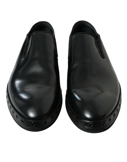 Dolce &amp;amp; Gabbana svarta loafers i läder med nitar, finskor