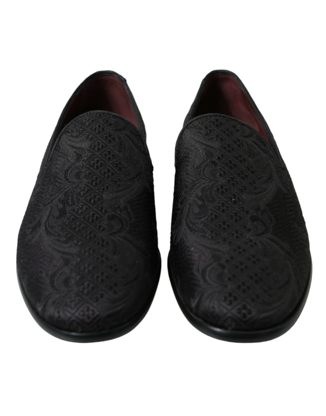 Dolce &amp;amp; Gabbana Svarta Brokad Herr Slip On Loafers Finskor
