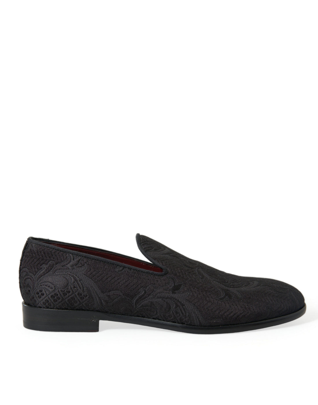 Dolce &amp;amp; Gabbana Svarta Brokad Herr Slip On Loafers Finskor