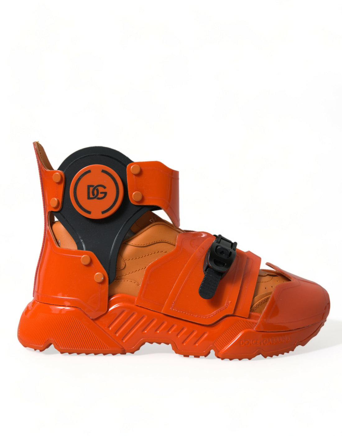 Dolce &amp;amp; Gabbana Orange Multi Panel Chunky High Top Sneakers Skor