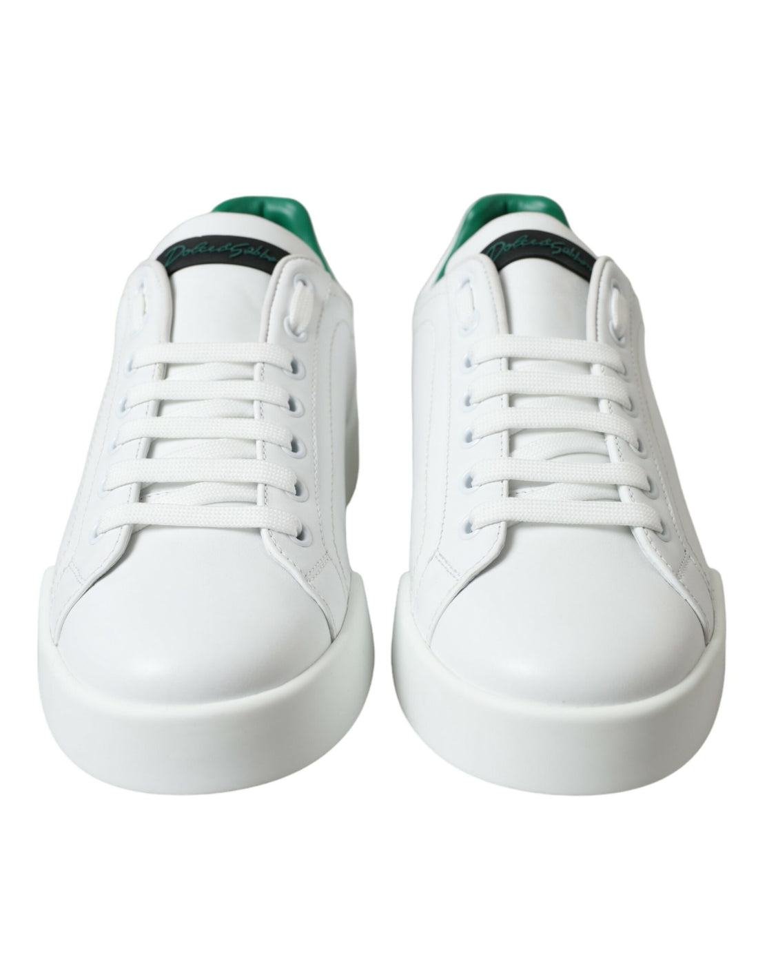 Dolce &amp;amp; Gabbana Vita Gröna Läder Portofino Sneakers Skor