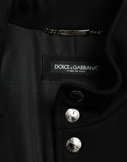 Dolce &amp;amp; Gabbana Svart Viskos Västkavaj Med Knäppning Och Logotyp