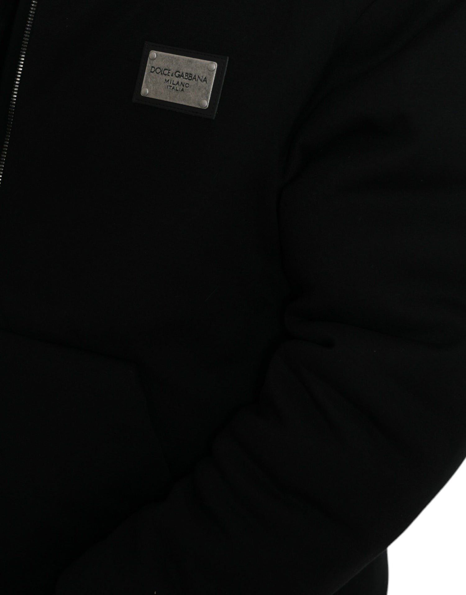 Dolce &amp;amp; Gabbana svart bomullsbomberjacka med huva och logotyp
