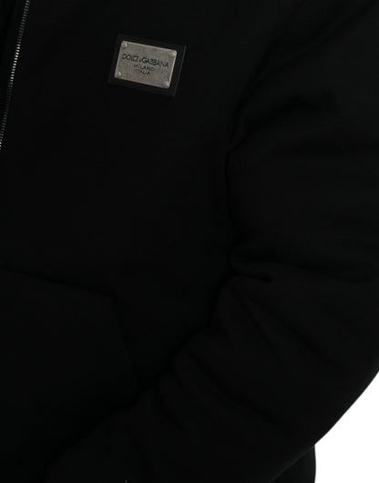 Dolce &amp;amp; Gabbana svart bomullsbomberjacka med huva och logotyp