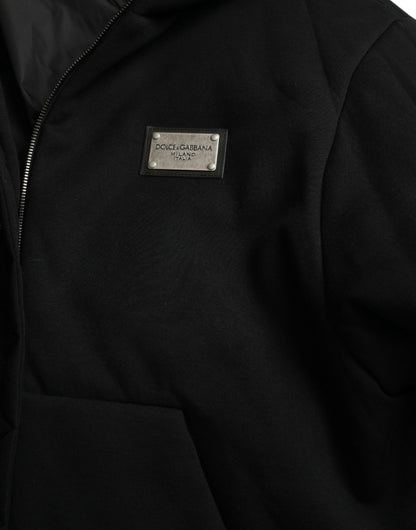 Dolce &amp;amp; Gabbana svart bomullsbomberjacka med huva och logotyp
