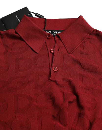Dolce &amp;amp; Gabbana Rödbrun Krage Kortärmad Siden-T-shirt