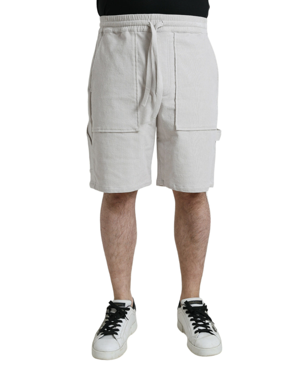 Dolce &amp;amp; Gabbana Beige bomullsmanchesterbermudashorts med logotyp