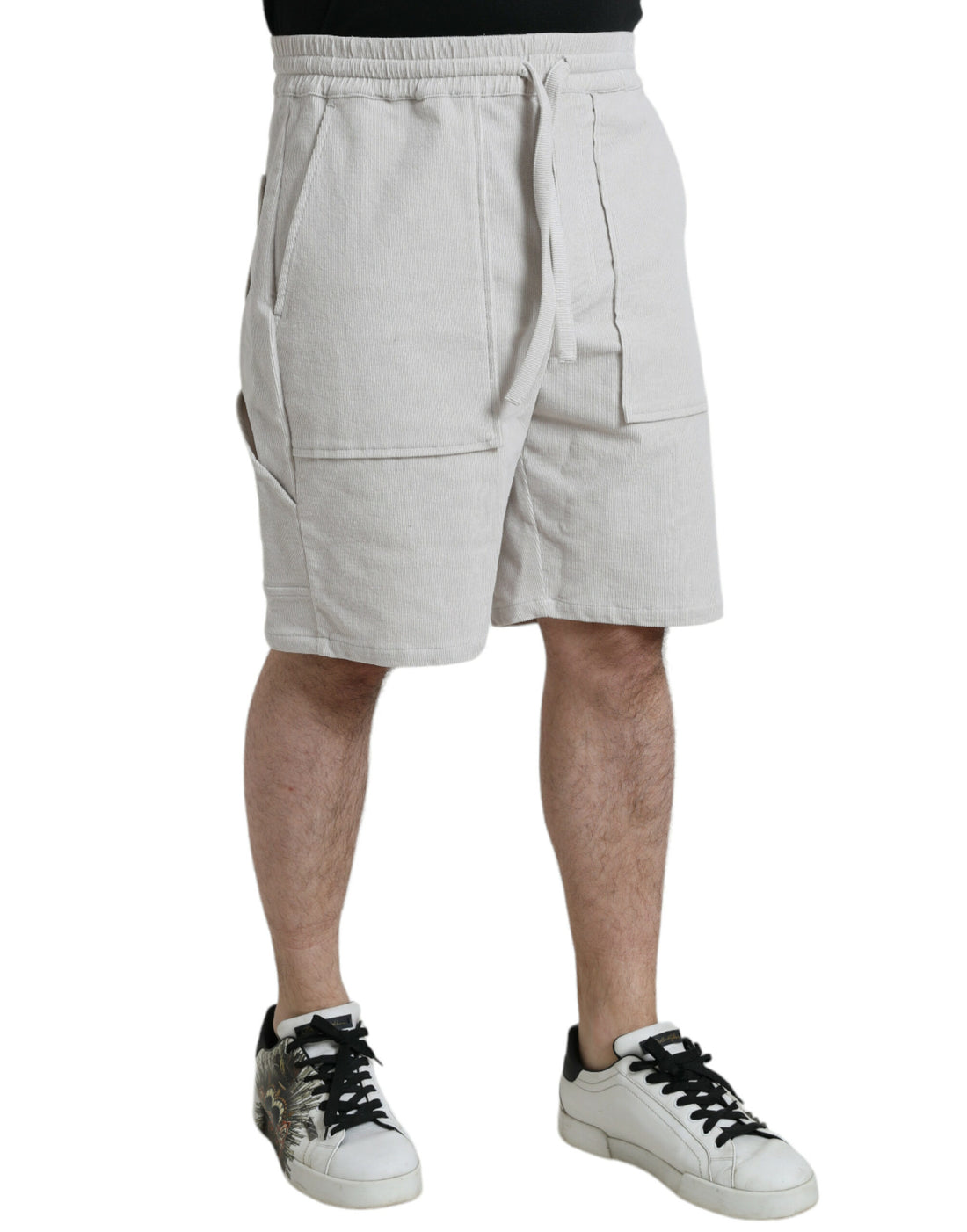 Dolce &amp;amp; Gabbana Beige bomullsmanchesterbermudashorts med logotyp