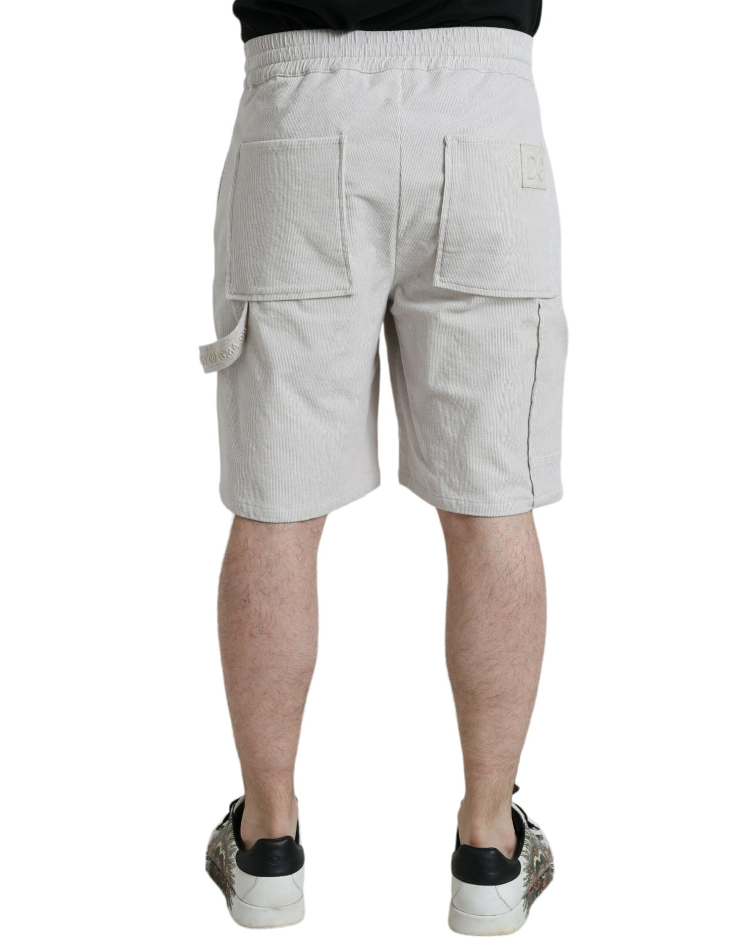Dolce &amp;amp; Gabbana Beige bomullsmanchesterbermudashorts med logotyp