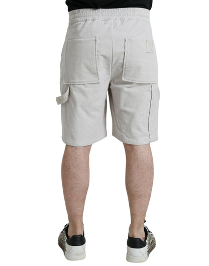 Dolce &amp;amp; Gabbana Beige bomullsmanchesterbermudashorts med logotyp