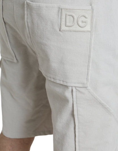 Dolce &amp;amp; Gabbana Beige bomullsmanchesterbermudashorts med logotyp
