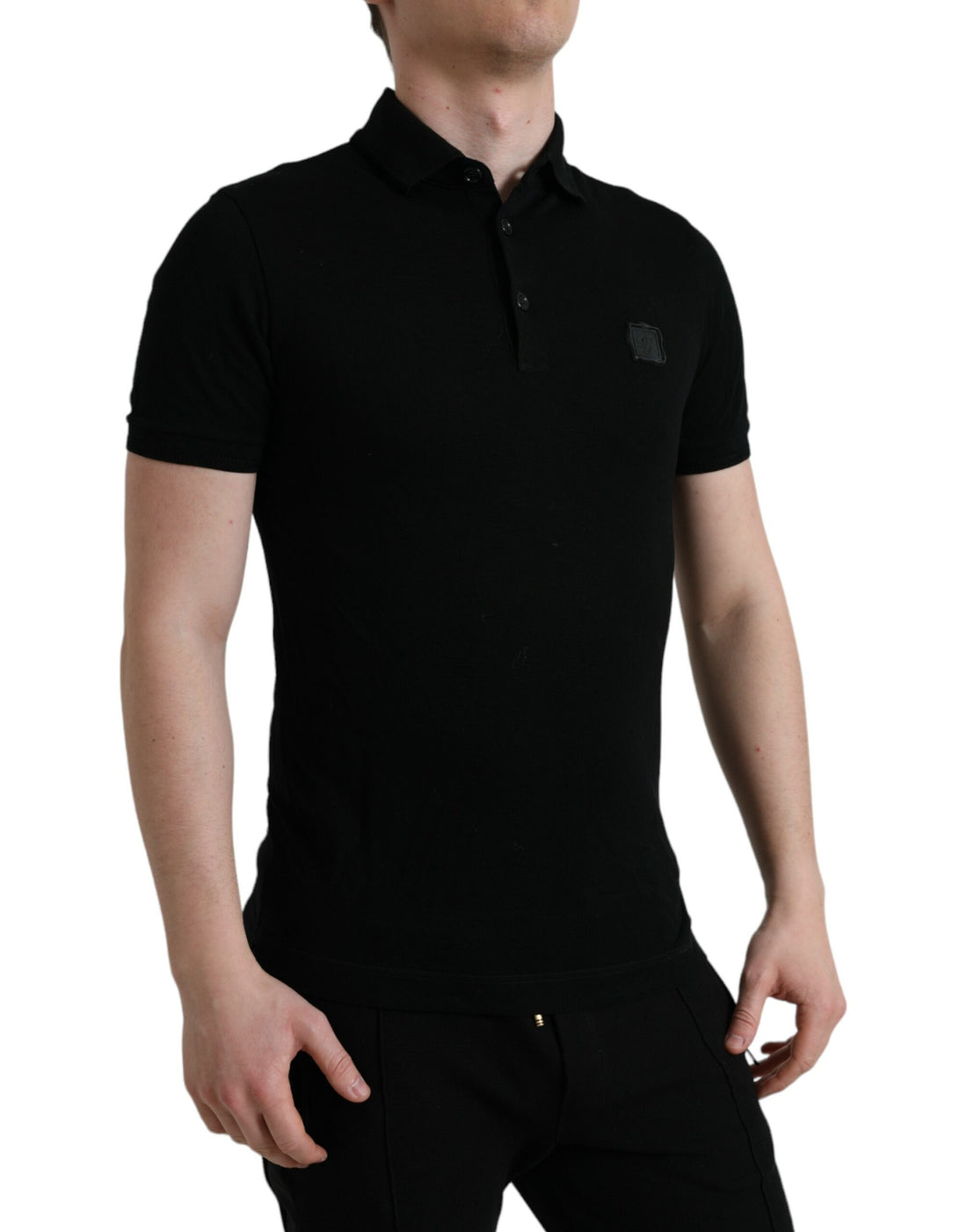 Dolce &amp;amp; Gabbana svart t-shirt med logotyp och krage, kortärmad