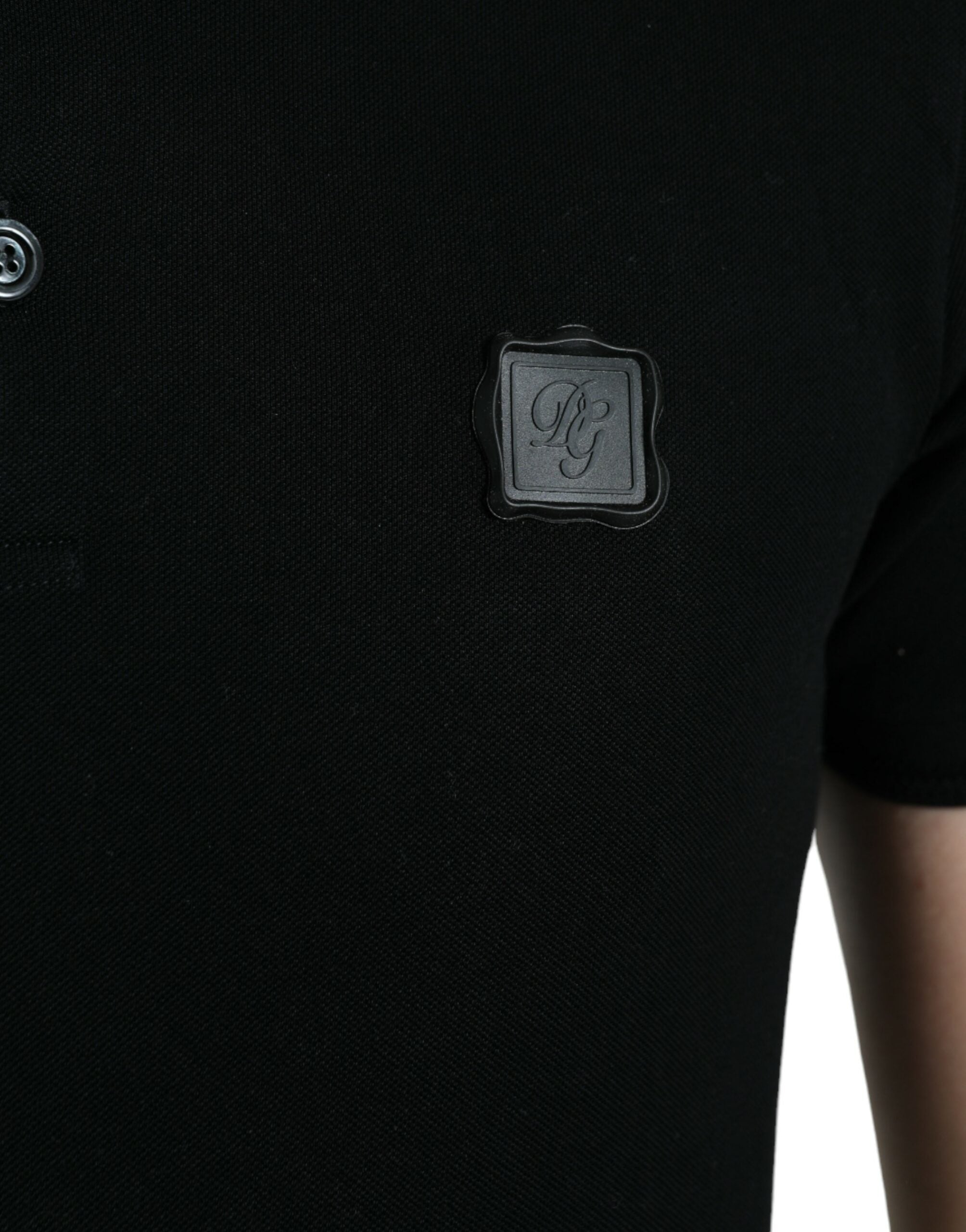 Dolce &amp;amp; Gabbana svart t-shirt med logotyp och krage, kortärmad