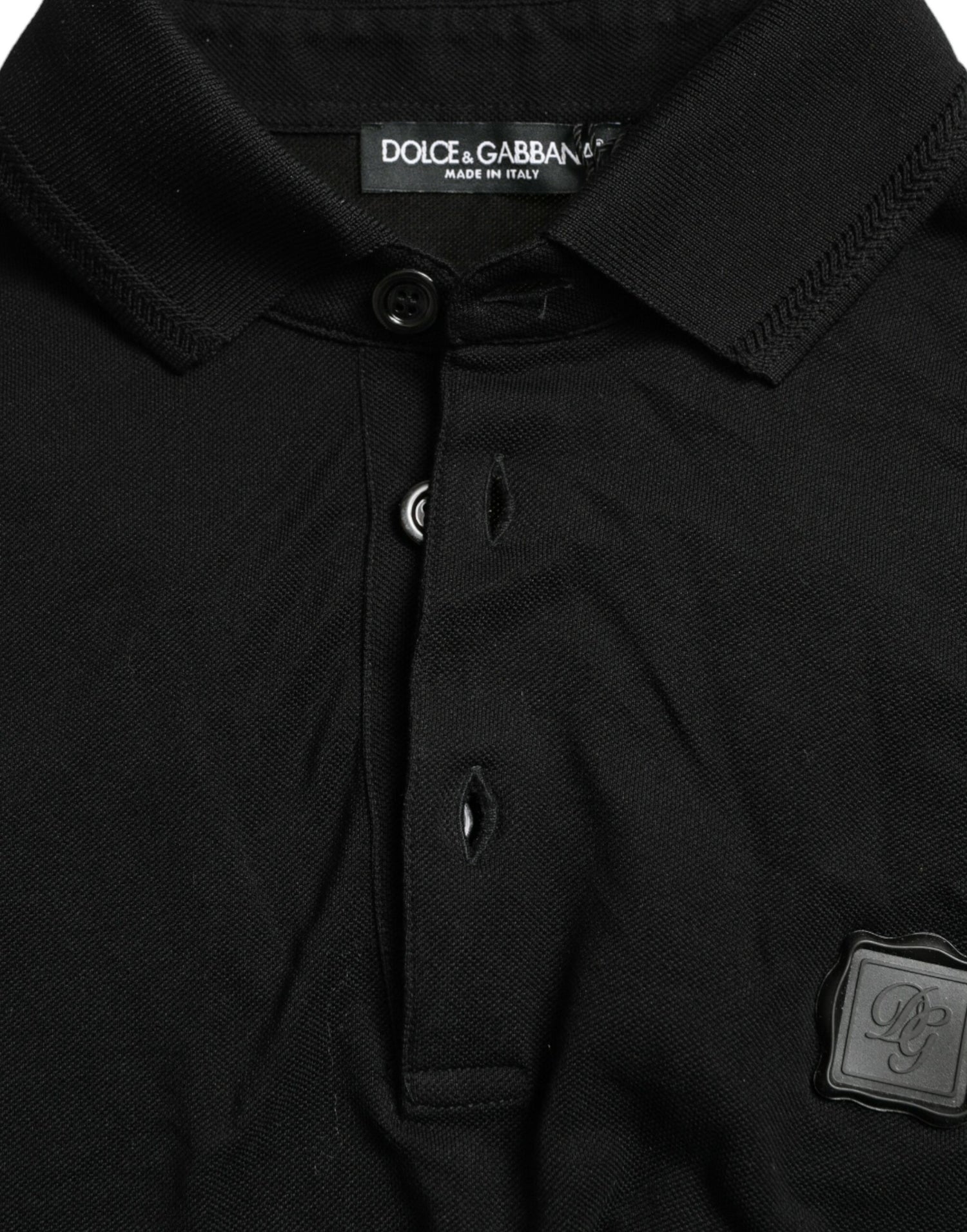 Dolce &amp;amp; Gabbana svart t-shirt med logotyp och krage, kortärmad
