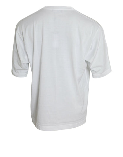 Dolce &amp;amp; Gabbana Vit bomulls-t-shirt med korta ärmar och rund halsringning
