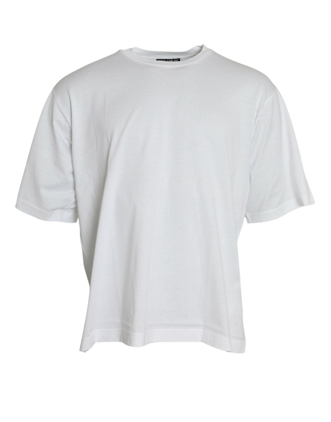 Dolce &amp;amp; Gabbana Vit bomulls-t-shirt med korta ärmar och rund halsringning