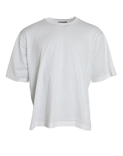 Dolce &amp;amp; Gabbana Vit bomulls-t-shirt med korta ärmar och rund halsringning