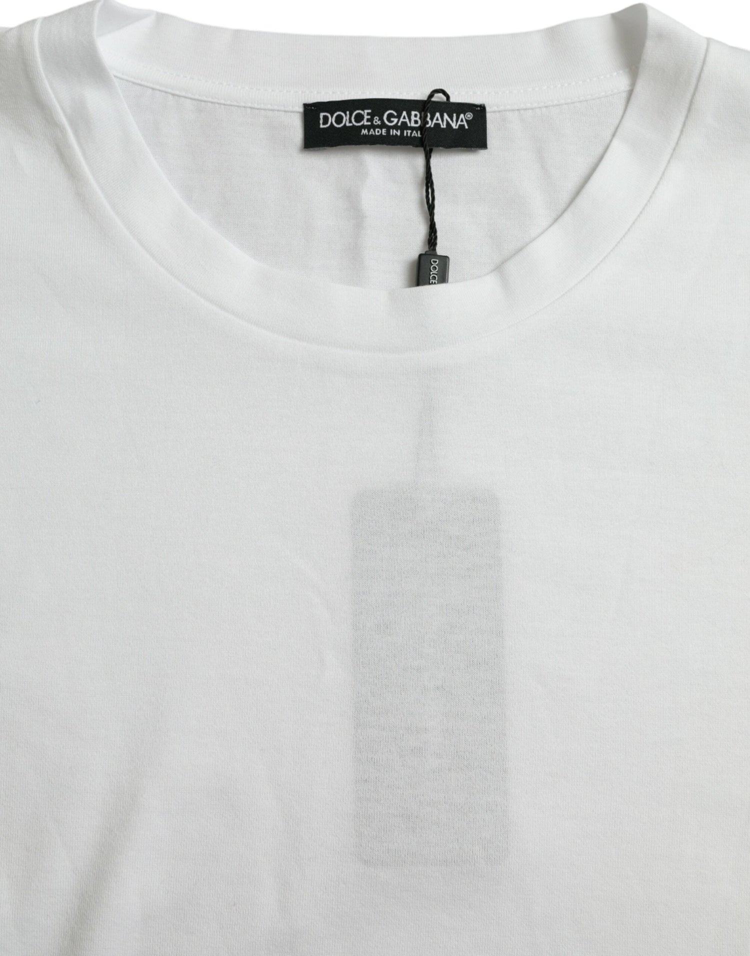 Dolce &amp;amp; Gabbana Vit bomulls-t-shirt med korta ärmar och rund halsringning