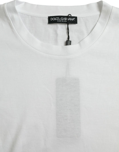 Dolce &amp;amp; Gabbana Vit bomulls-t-shirt med korta ärmar och rund halsringning
