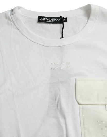 Dolce &amp;amp; Gabbana Vit bomulls-t-shirt med korta ärmar och fickor