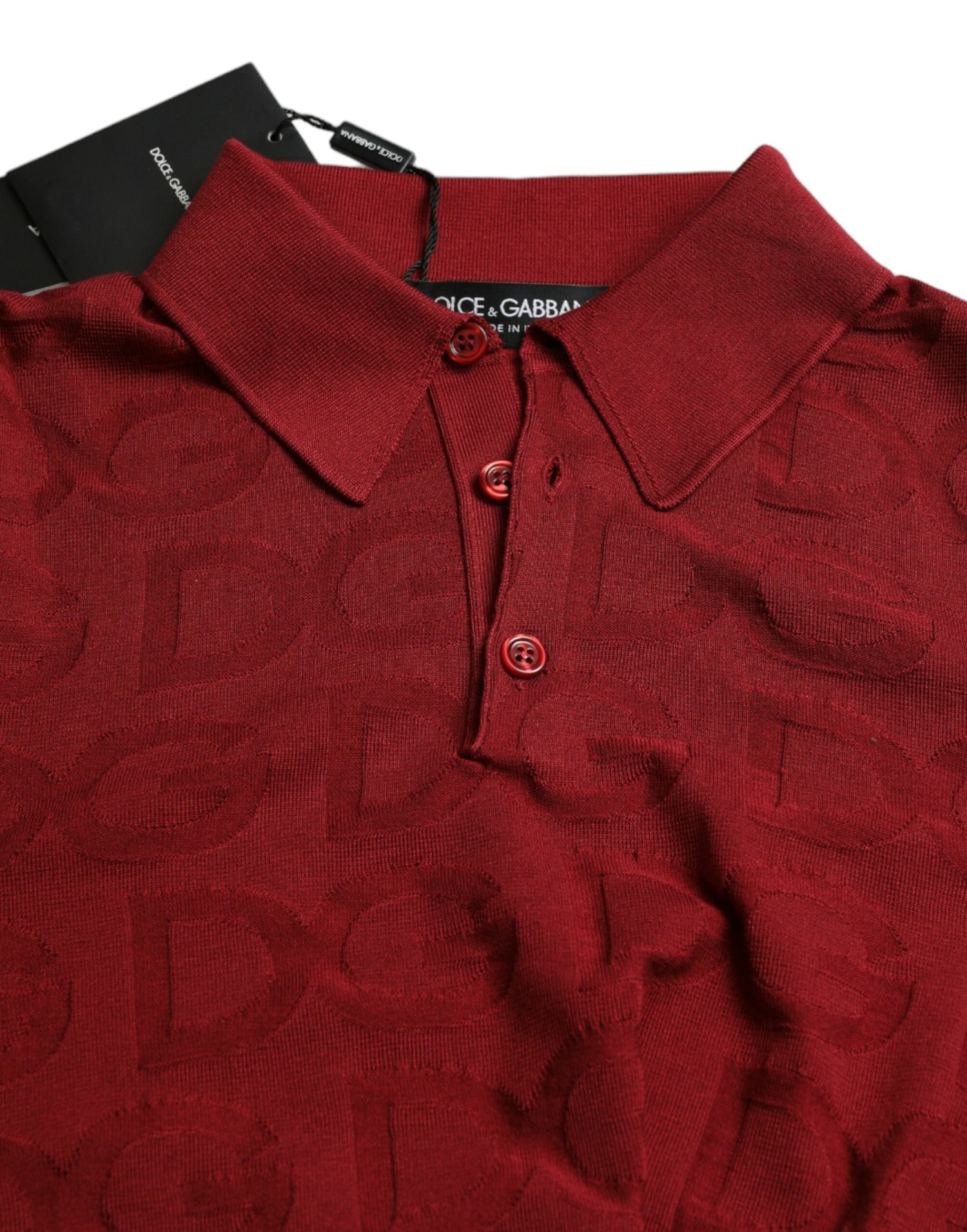 Dolce &amp;amp; Gabbana Rödbrun Krage Kortärmad Siden-T-shirt