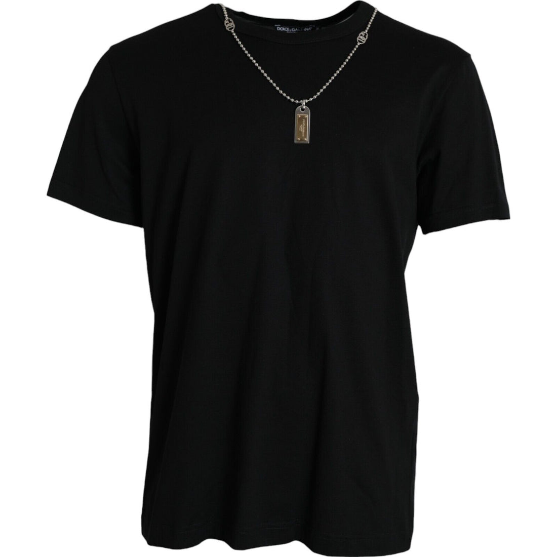 Dolce &amp;amp; Gabbana Svart Silverkedja Kortärmad T-shirt