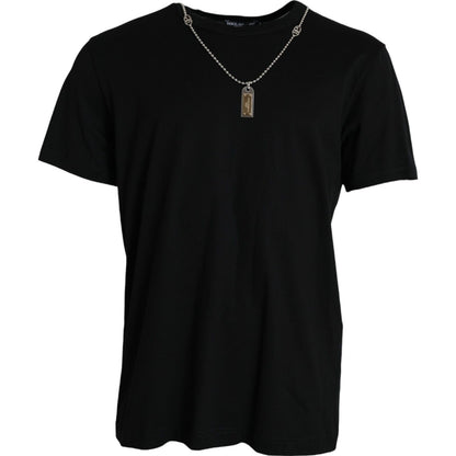 Dolce &amp;amp; Gabbana Svart Silverkedja Kortärmad T-shirt