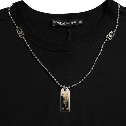 Dolce &amp;amp; Gabbana Svart Silverkedja Kortärmad T-shirt
