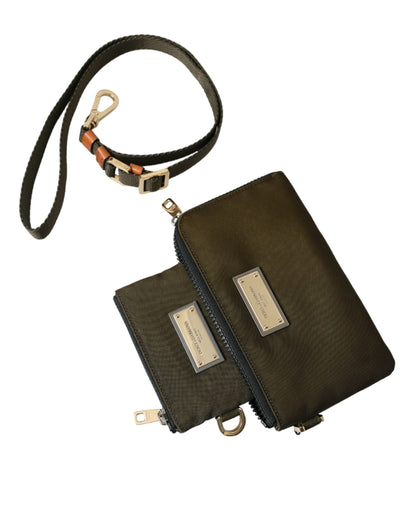 Dolce &amp;amp; Gabbana Mörkgrön Nylon Logo Multifunktionell Kit 2-delars Set Väskor