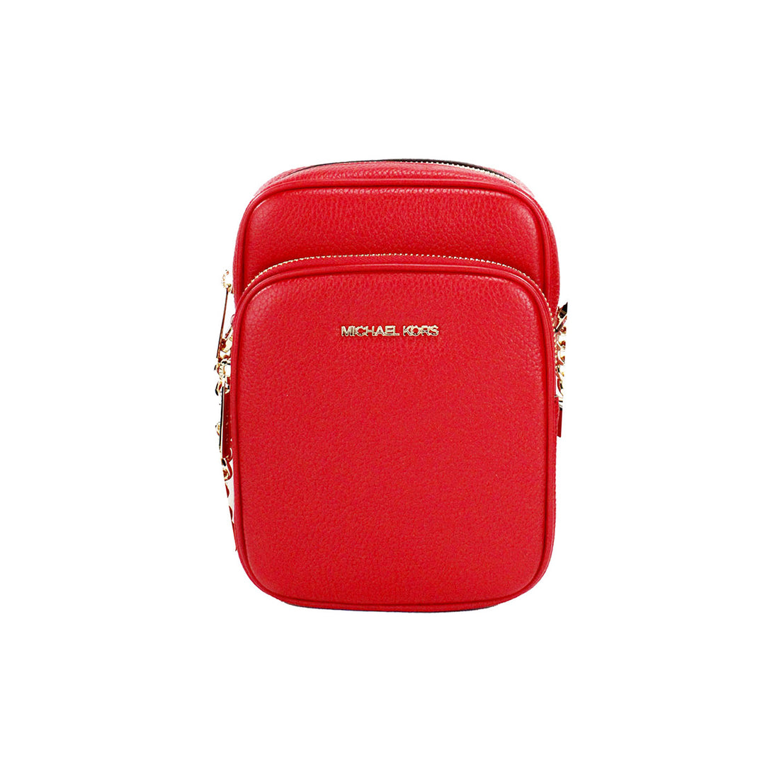 Michael Kors Jet Set – Klarröd Pebbled Leather North South Chain Axelremsväska