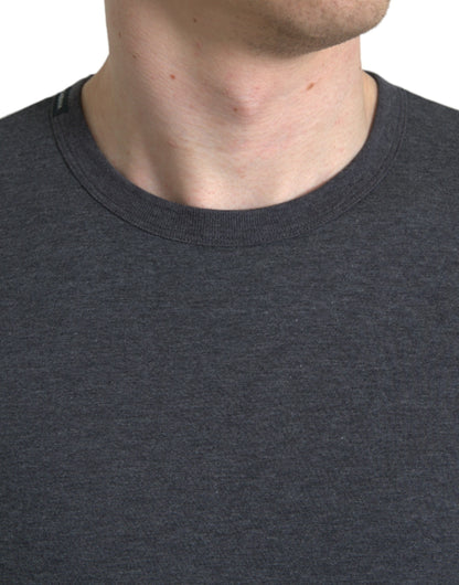 Dolce &amp;amp; Gabbana Mörkgrå bomulls-t-shirt med rund hals
