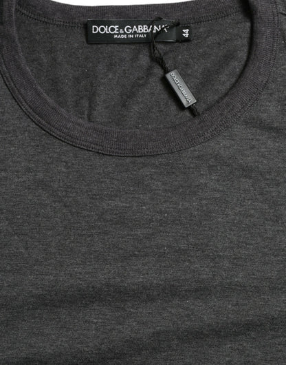 Dolce &amp;amp; Gabbana Mörkgrå bomulls-t-shirt med rund hals