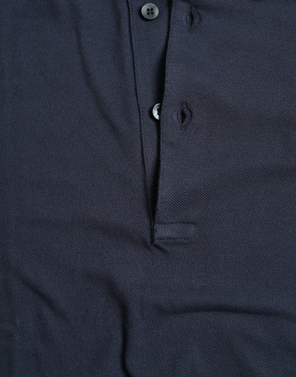 Dolce &amp;amp; Gabbana Blå Kronmärke Bomullskrage Herrpolo T-shirt