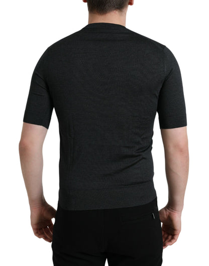 Dolce &amp;amp; Gabbana Mörkgrå Rundringad T-shirt Med Korta Ärmar