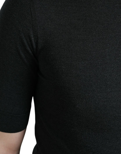 Dolce &amp;amp; Gabbana Mörkgrå Rundringad T-shirt Med Korta Ärmar